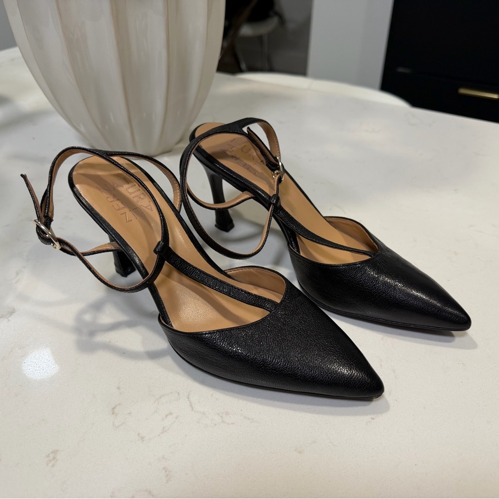 Naturalizer Black Leather Slingback Heels